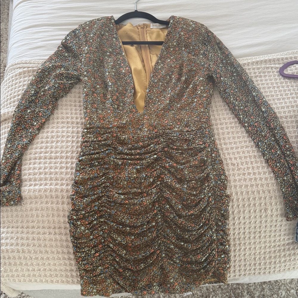 Ramy Brook Gold and Black Long Sleeve Dress